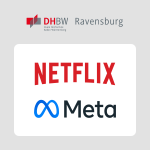 DHBW Ravensburg Logo über den Logos von Netflix und Meta platziert.